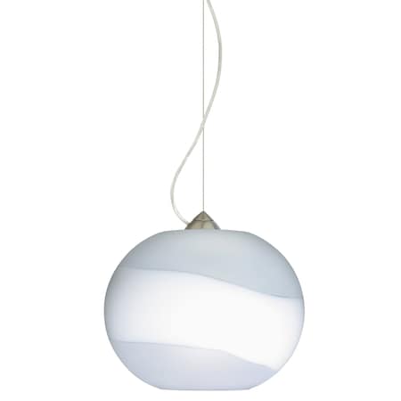 Besa Lighting Luna Cable Pendant, Opal-Frost, Satin Nickel Finish, 1x100W Incandescent 1KX-477699-SN